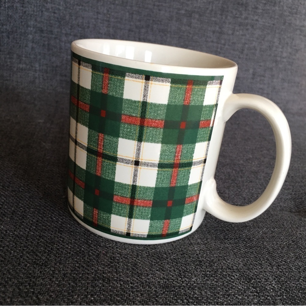 Colorful Green Plaid Holiday Mug, 12 oz